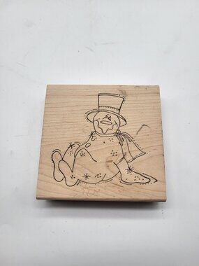 Just For Fun Snowman Wood Mounted Rubber Stamp Block Holiday Christmas